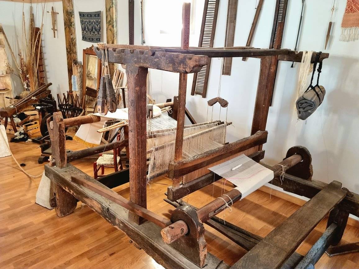 old wooden loom for hand weaving
